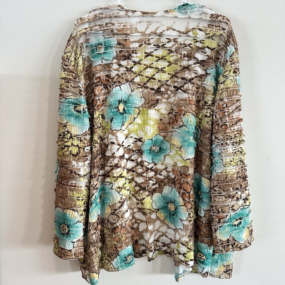 Alfred Dunner Cardigan Topper Women XL Multicolor Green Floral Dressy Top Spring - Picture 2 of 8